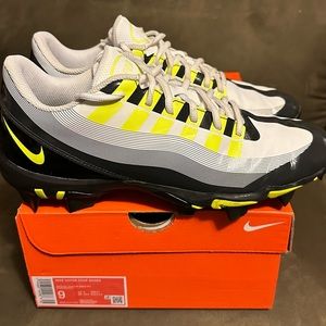 Nike Vapor Edge Shark football cleats, black, grey, smoke, worn half a season